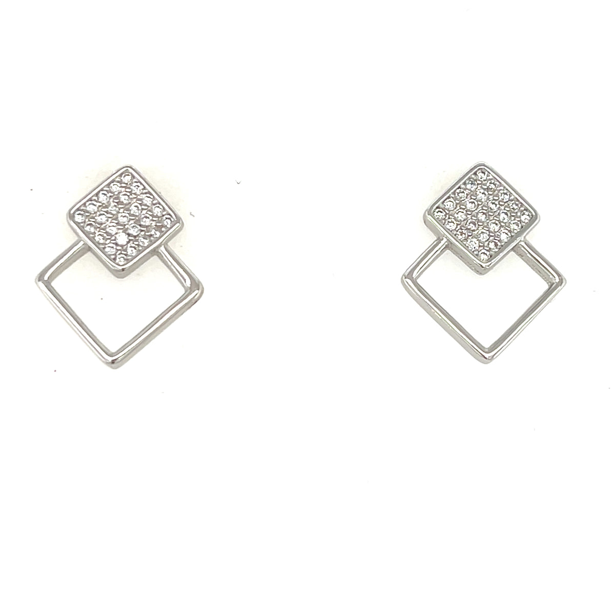 Sterling Silver Diamond Shaped Earrings