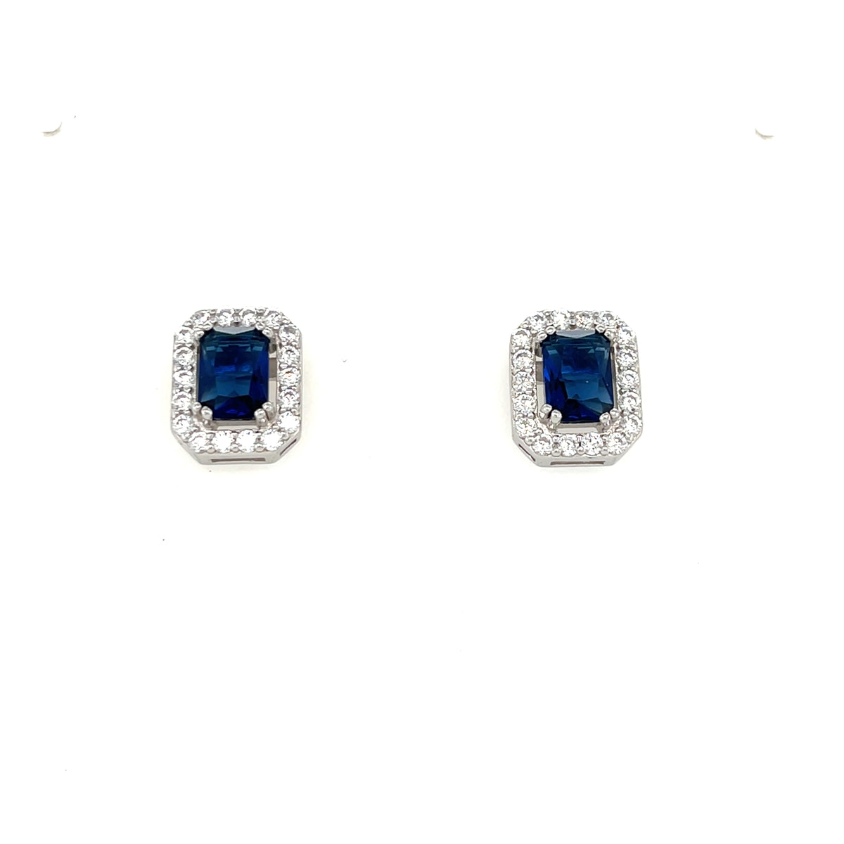 Sterling Silver Square Sapphire Earrings