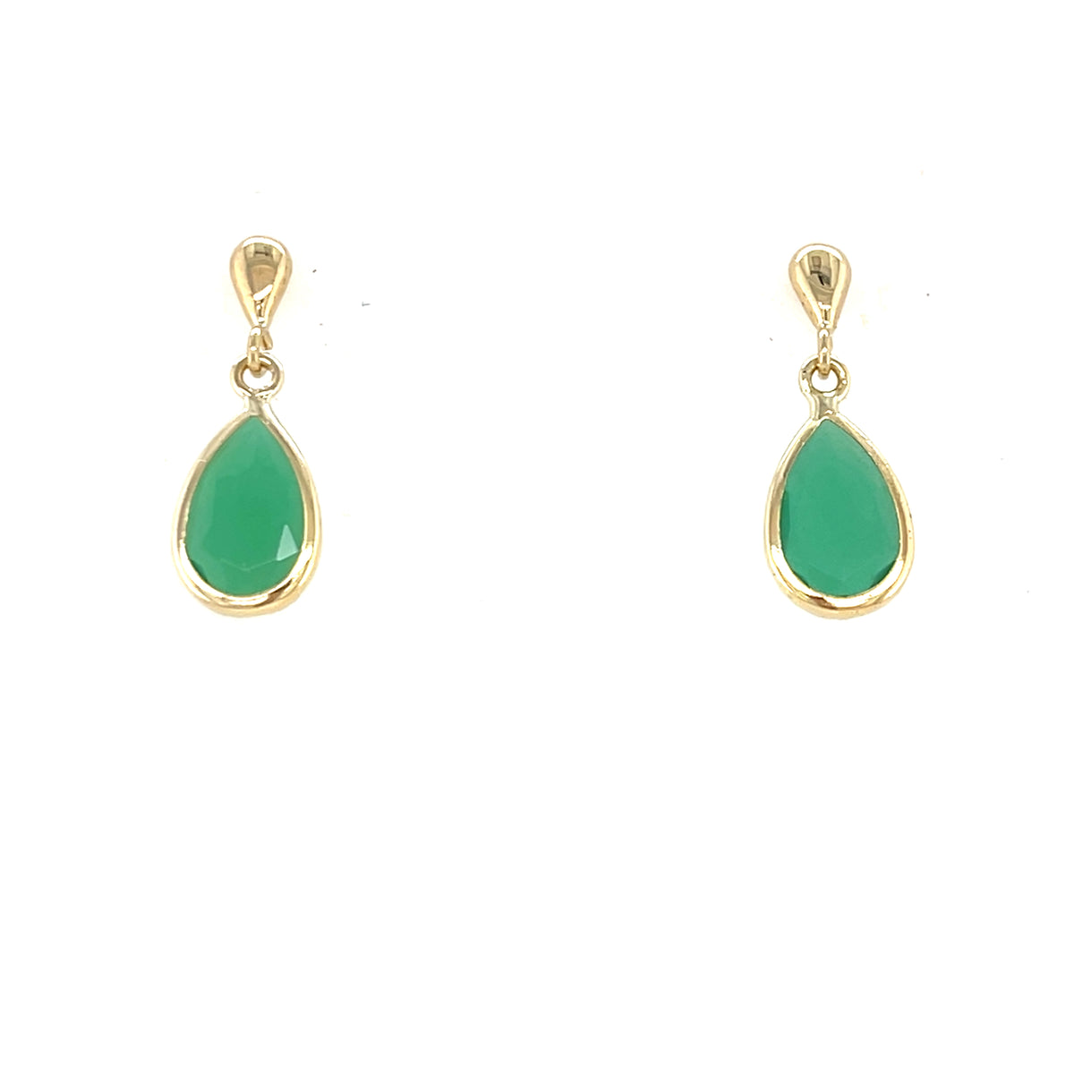 9kt Gold Drop Earring with Green Stone