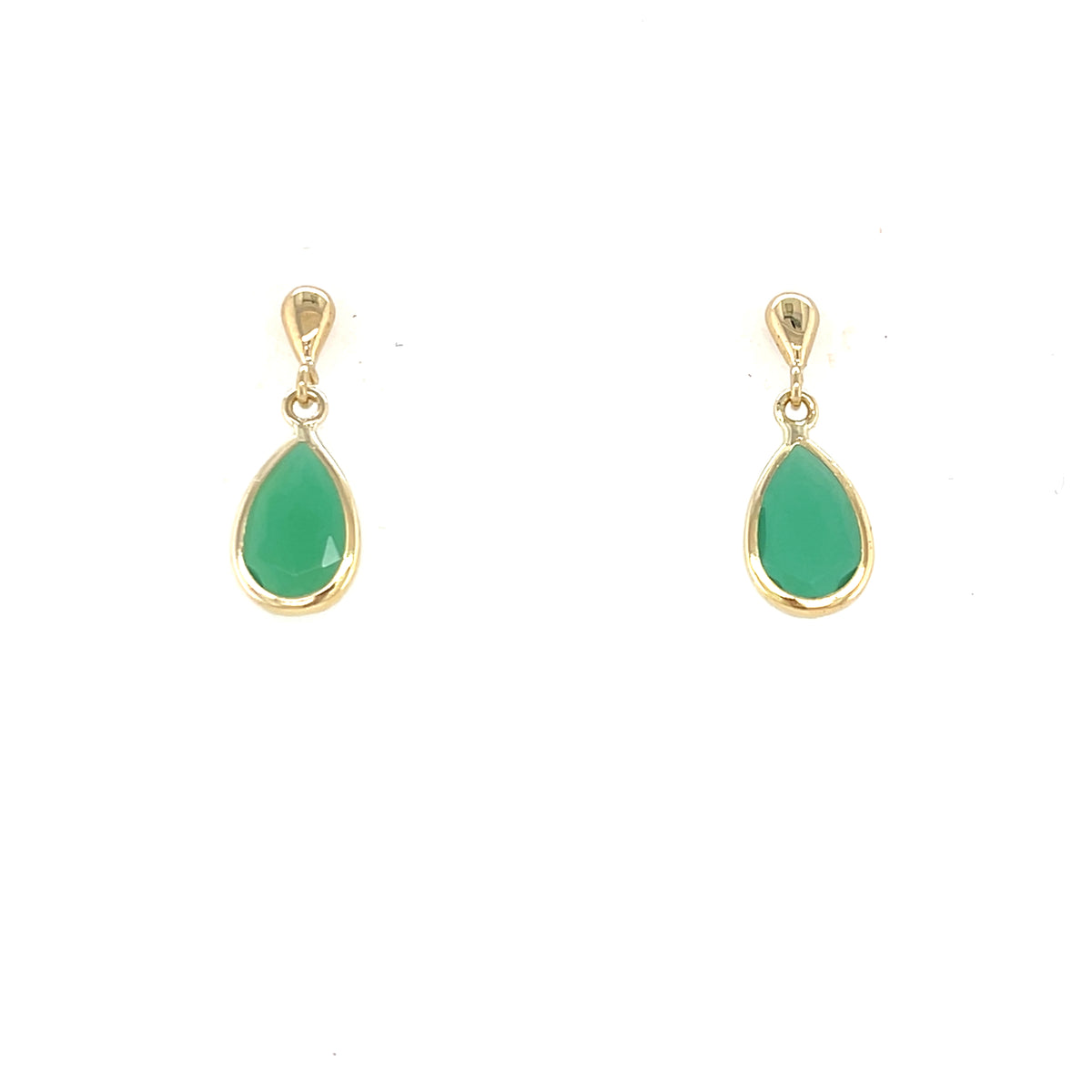 9kt Gold Drop Earring with Green Stone