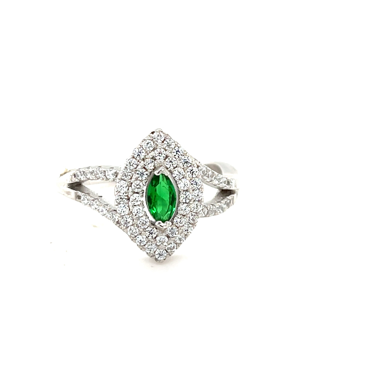 Sterling Silver Stone set Ring with Green Stone