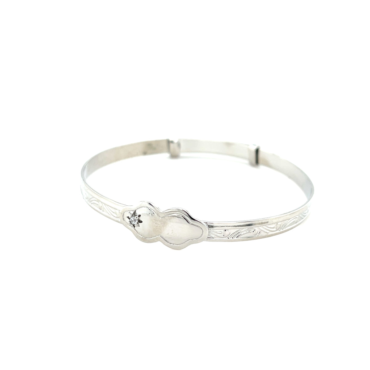 Silver Baby Bangle with Stone