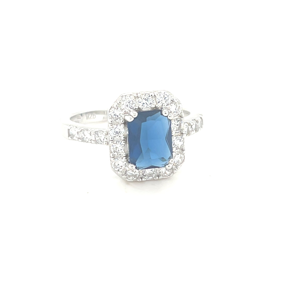 Sterling Silver Square Sapphire Ring