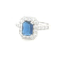 Sterling Silver Square Sapphire Ring