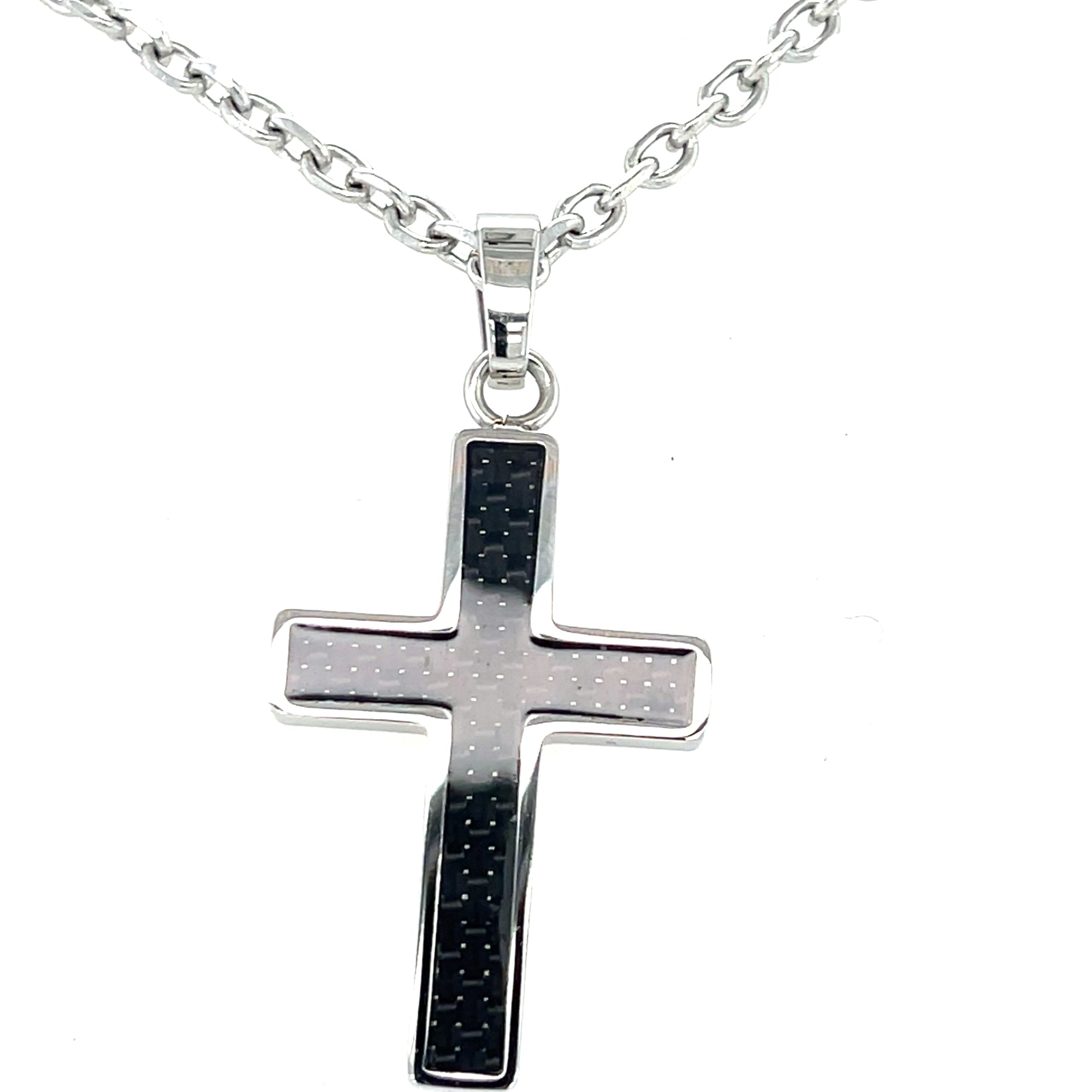 Stainless Steel Chain and Black Colour Cross