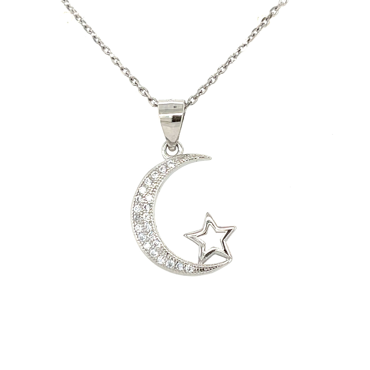 Sterling Silver Moon &amp; Star Pendant