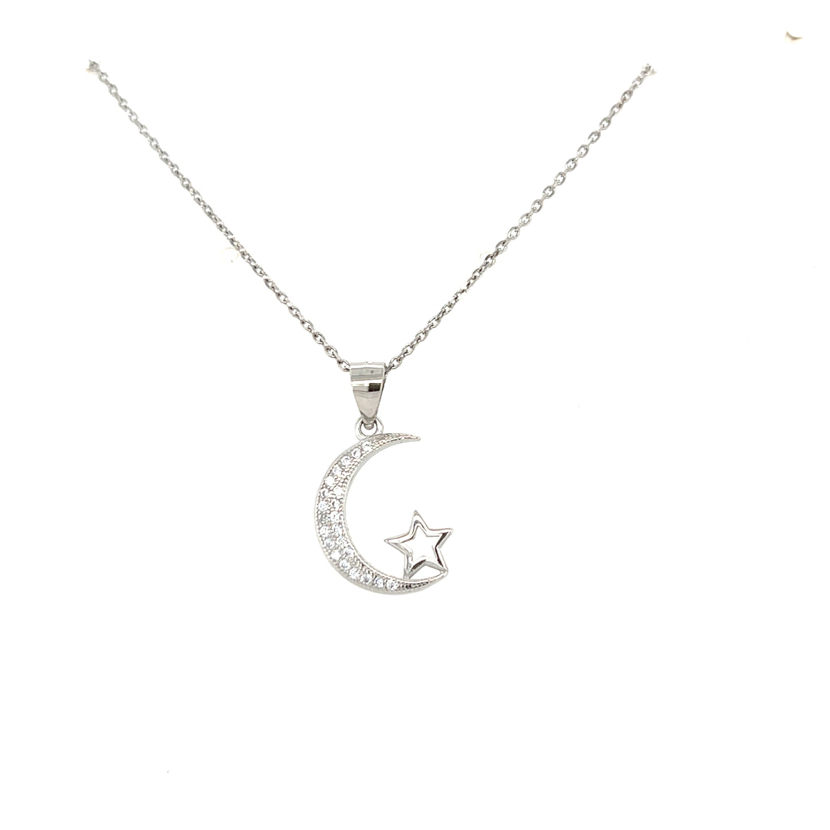 Sterling Silver Moon &amp; Star Pendant