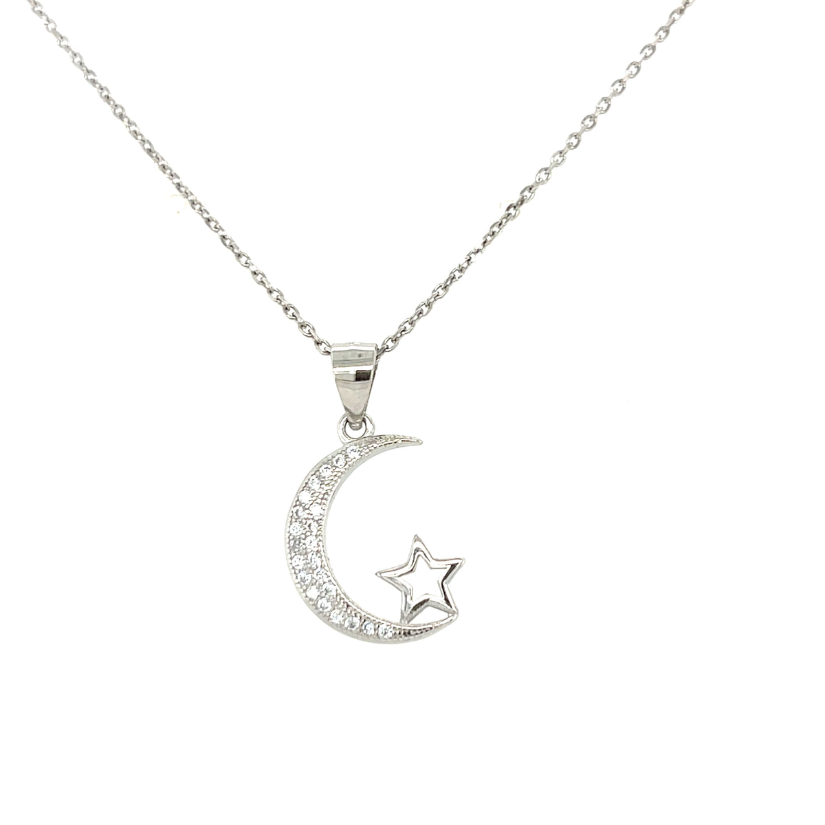 Sterling Silver Moon &amp; Star Pendant