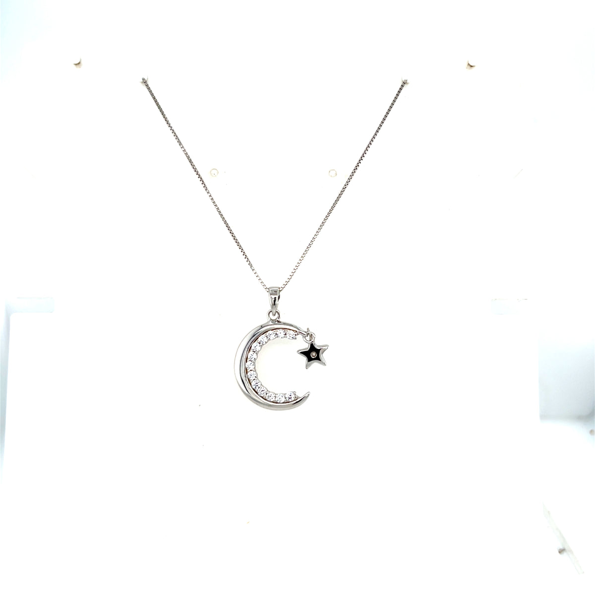 Sterling silver moon &amp; star pendant