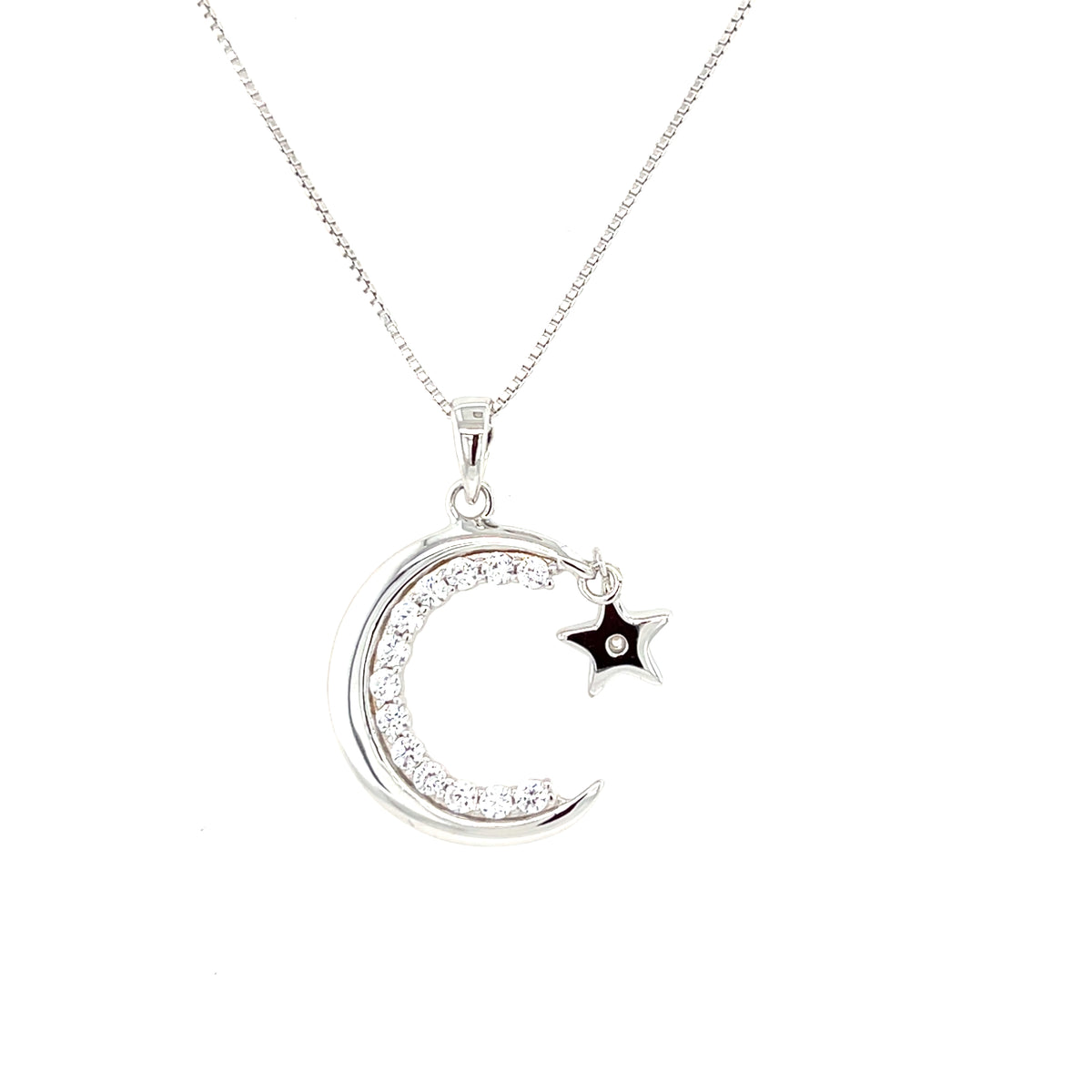 Sterling silver moon &amp; star pendant