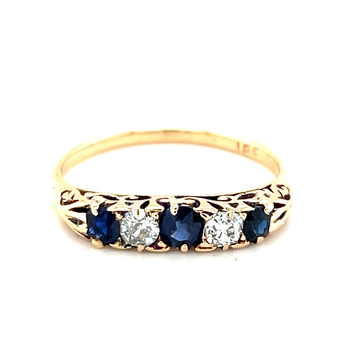 9kt Gold Antique Sappire &amp; Diamond Ring