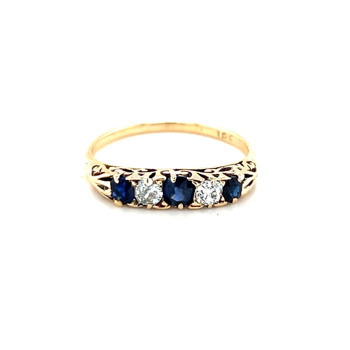 9kt Gold Antique Sappire &amp; Diamond Ring