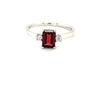 9kt White Gold Ring with Diamonds &amp; Garnet