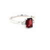 9kt White Gold Ring with Diamonds &amp; Garnet