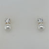 Sterling Silver Pearl &amp; Cz Earrings