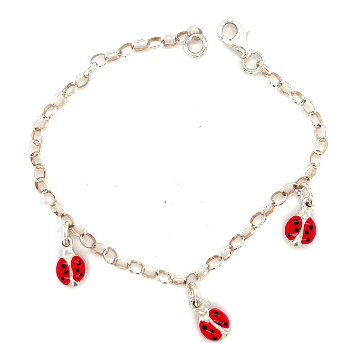 Sterling Silver Kids Ladybird Bracelet