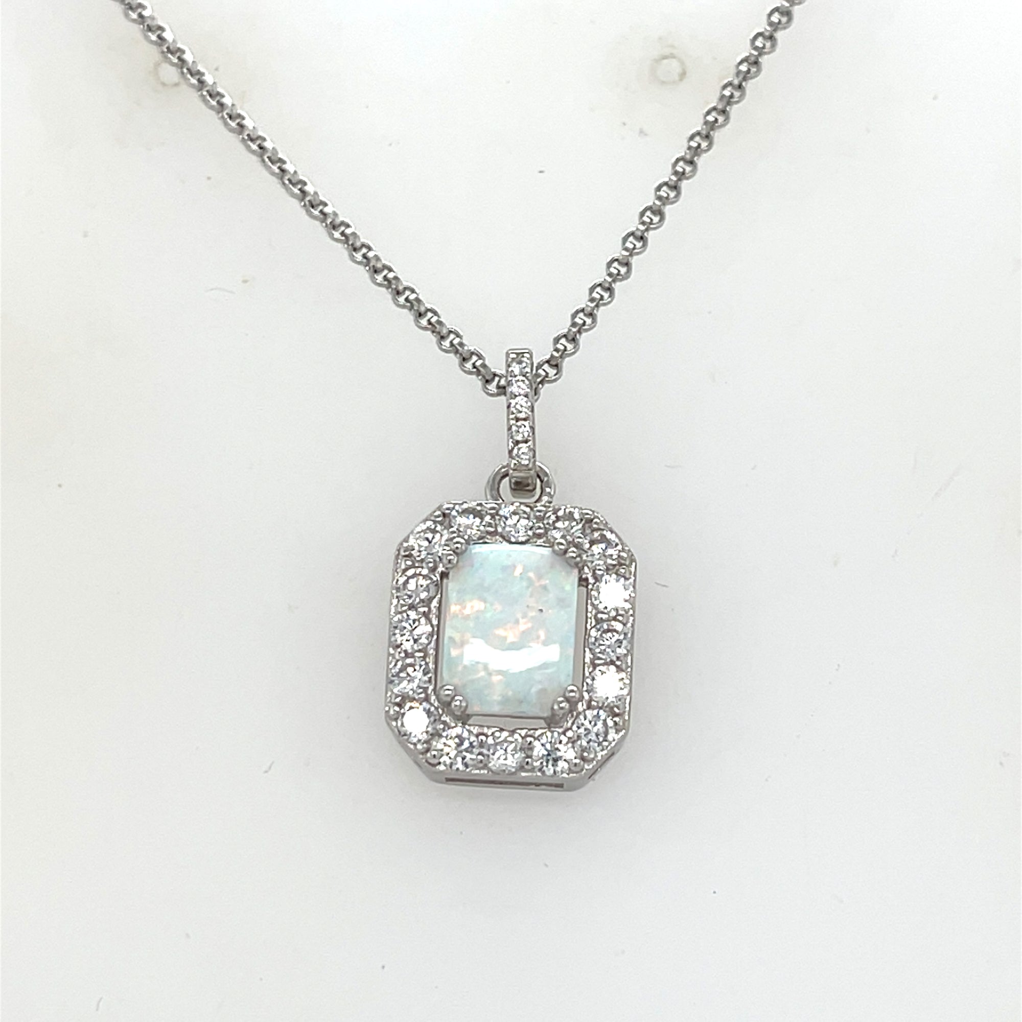 Sterling Silver Square Opal Pendant