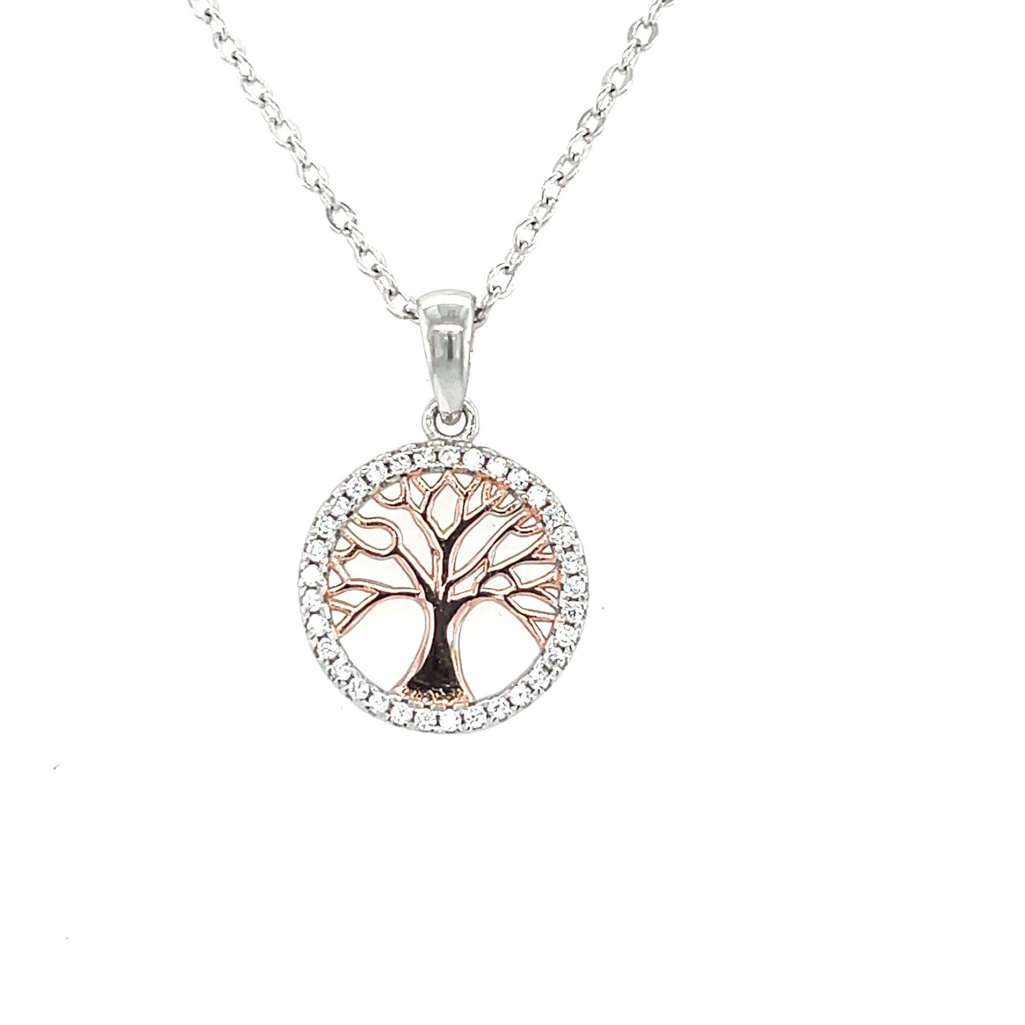 Sterling Silver Rose Gold Colour Tree of Life Pendant