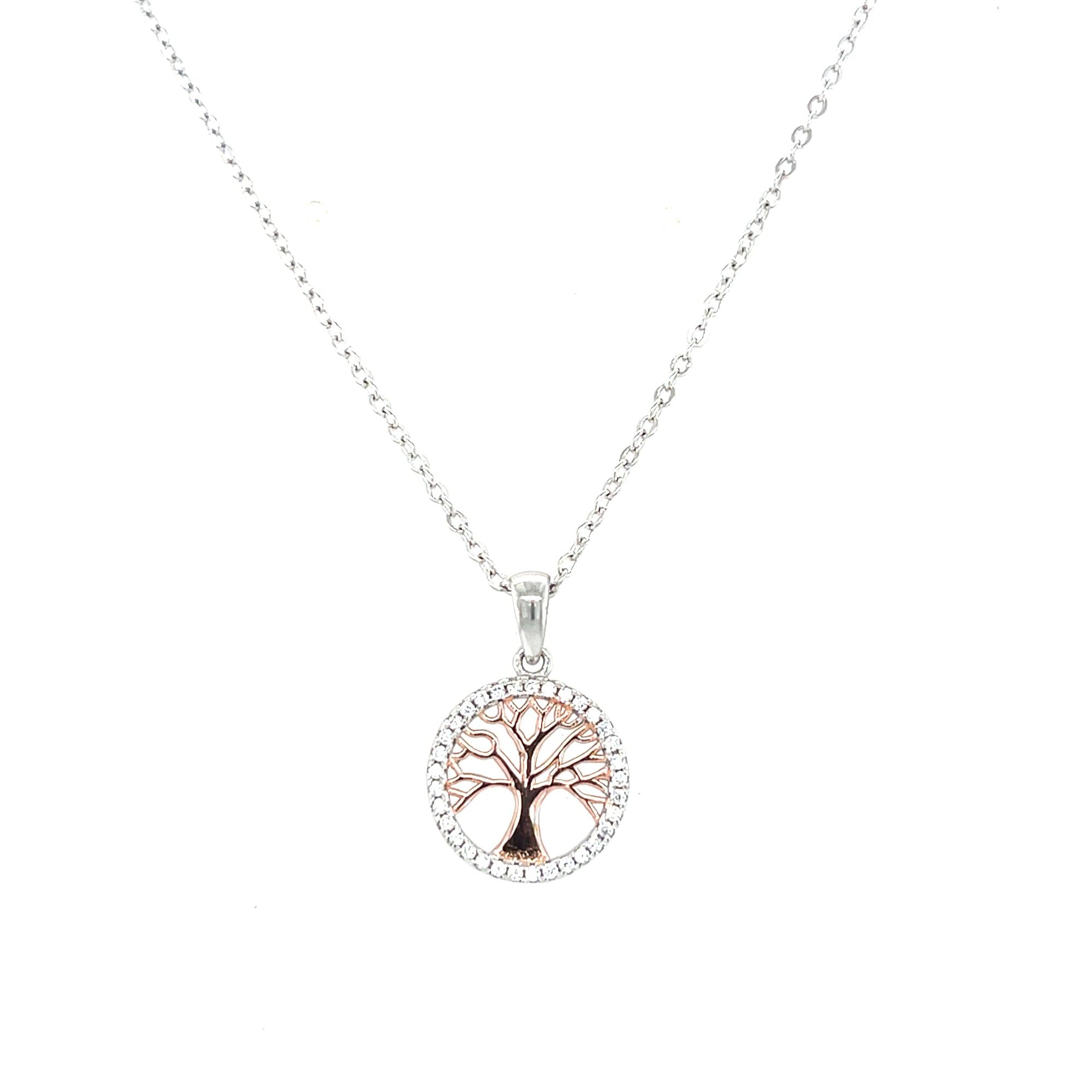 Sterling Silver Rose Gold Colour Tree of Life Pendant