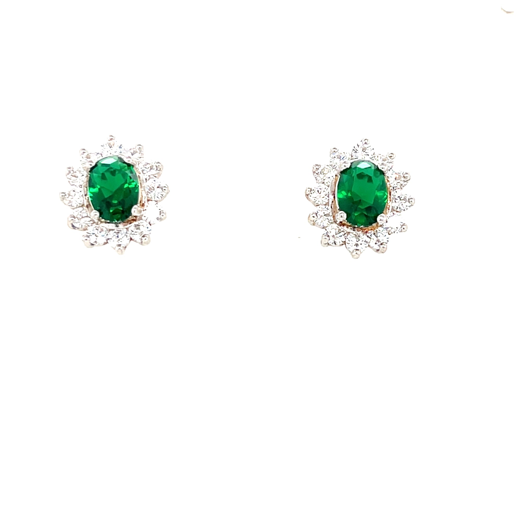 Sterling Silver Green Cluster Earrings