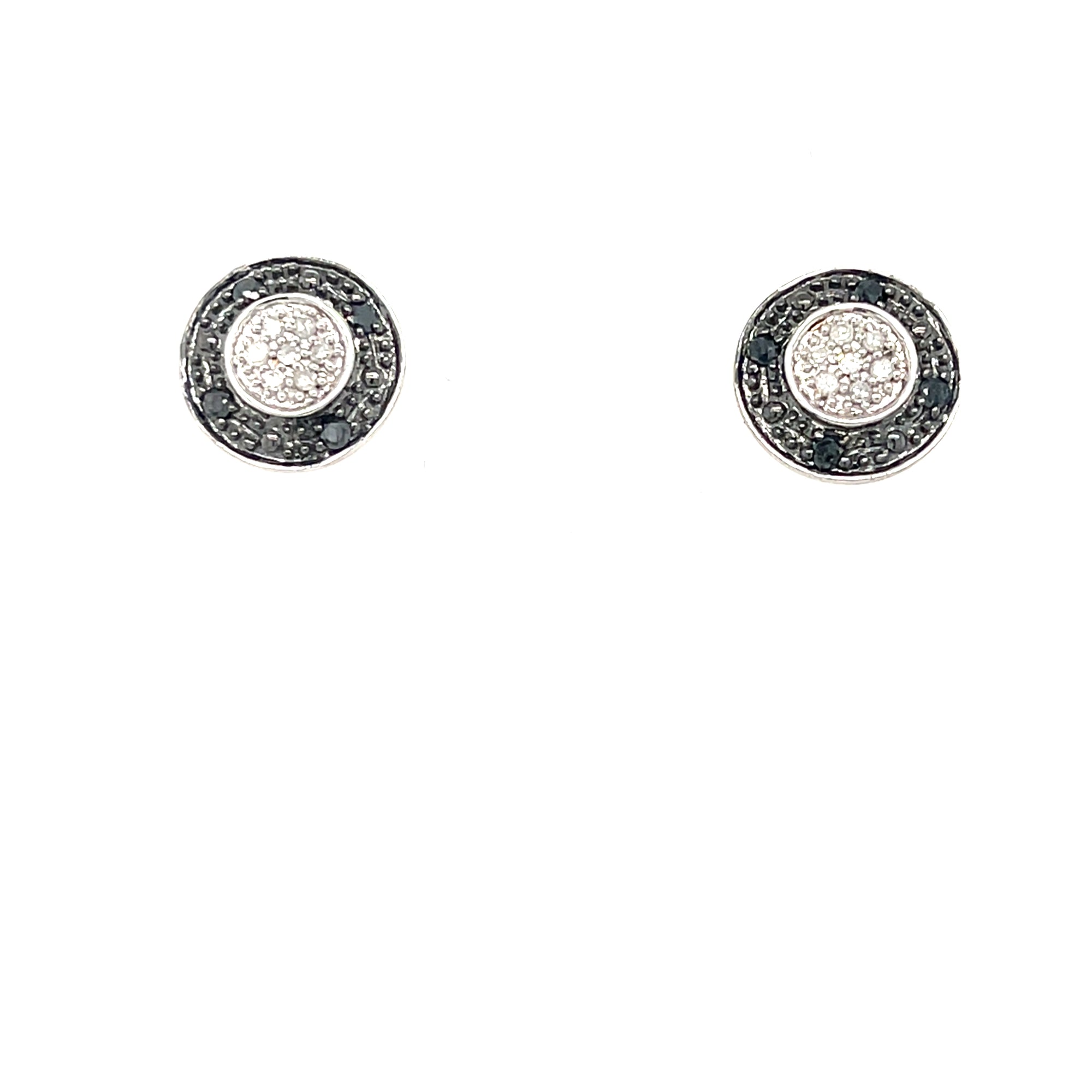 9kt White Gold Necklace &amp; Earrings with White &amp; Black Diamonds