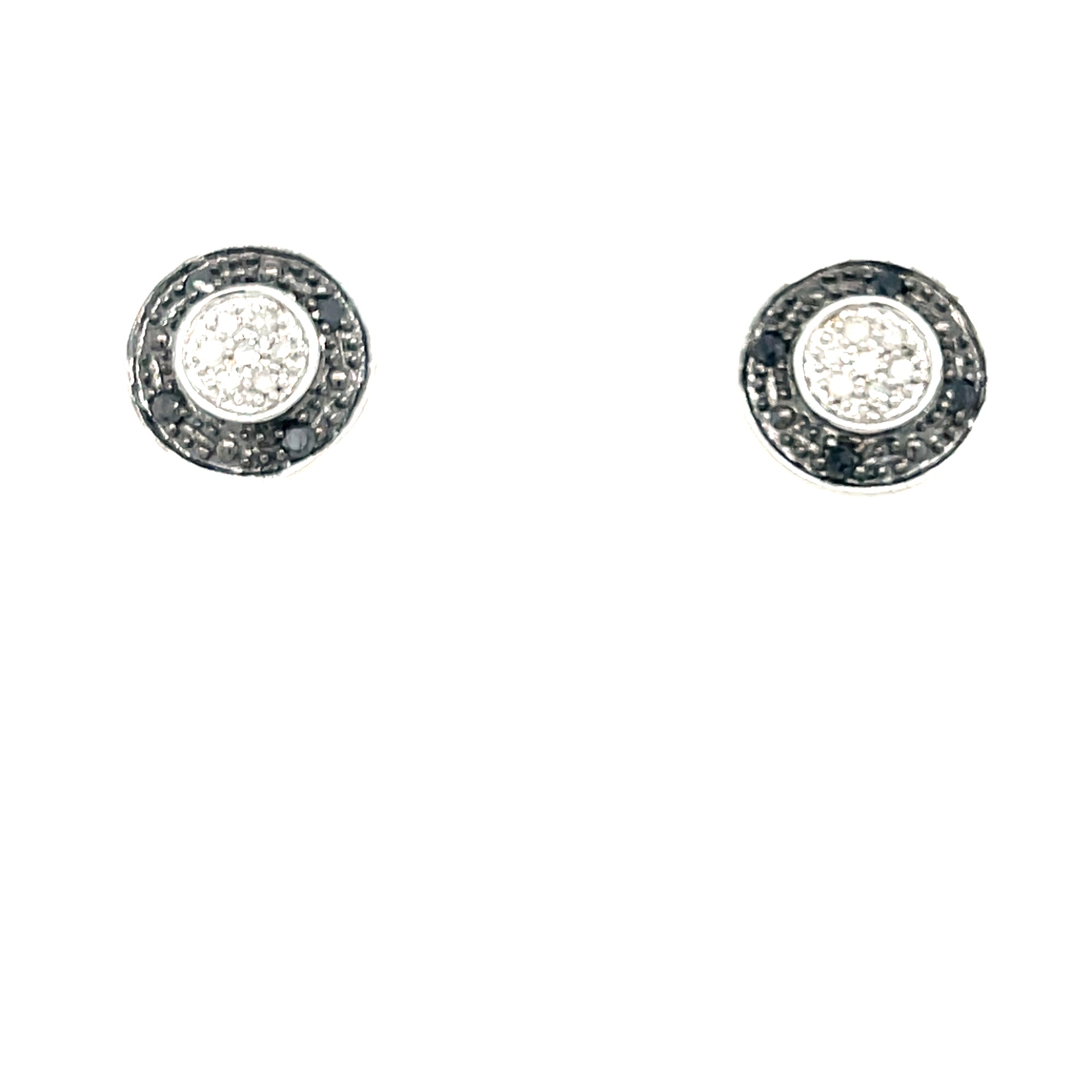 9kt White Gold Necklace &amp; Earrings with White &amp; Black Diamonds