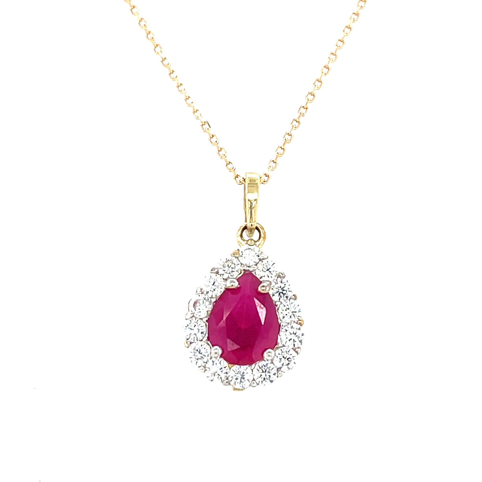 9kt Gold Pear Shaped Ruby Pendant