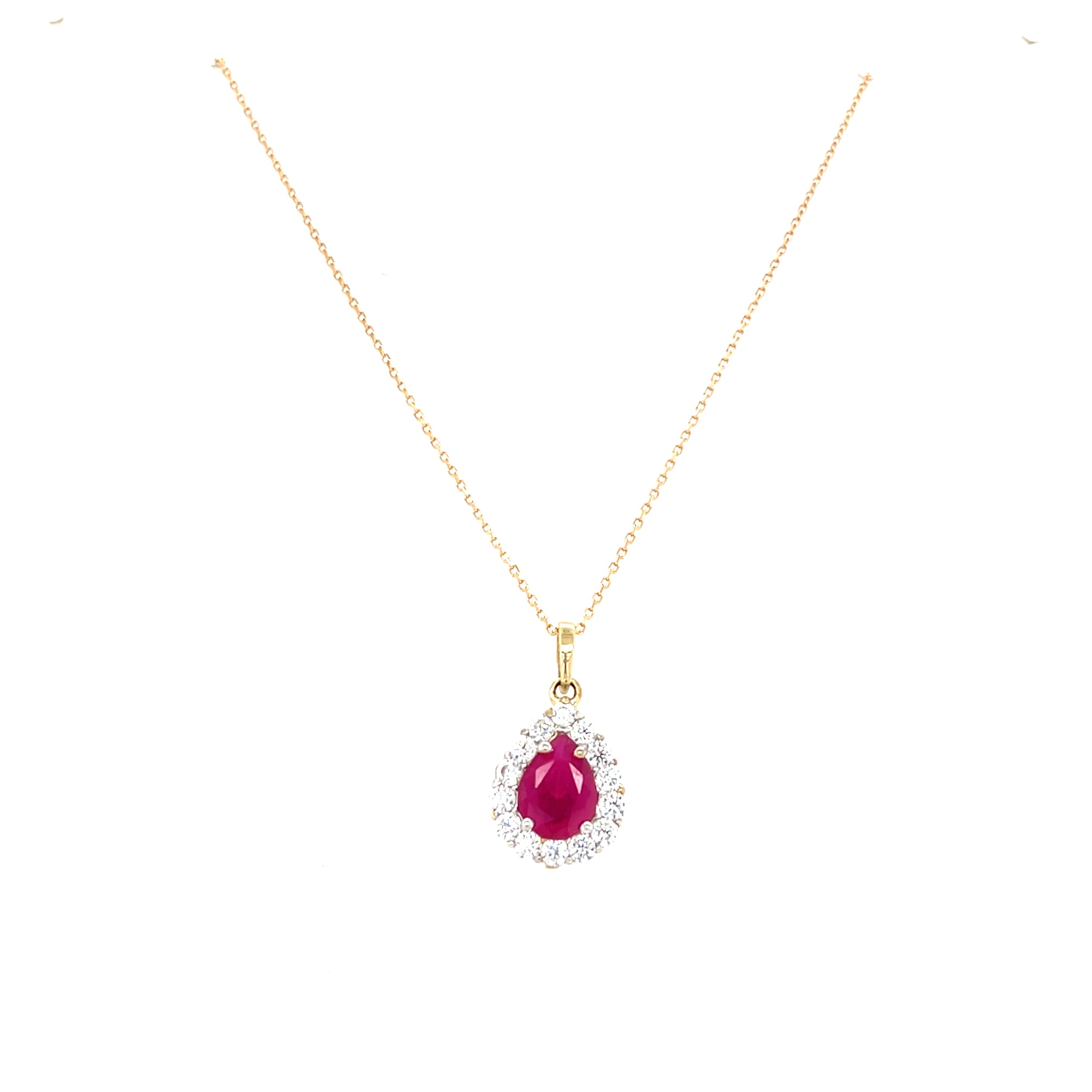 9kt Gold Pear Shaped Ruby Pendant