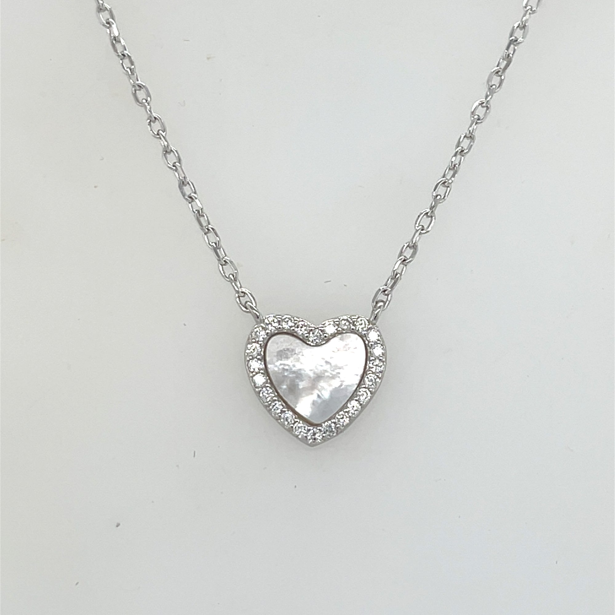 Sterling Silver Mother of Pearl Heart Pendant