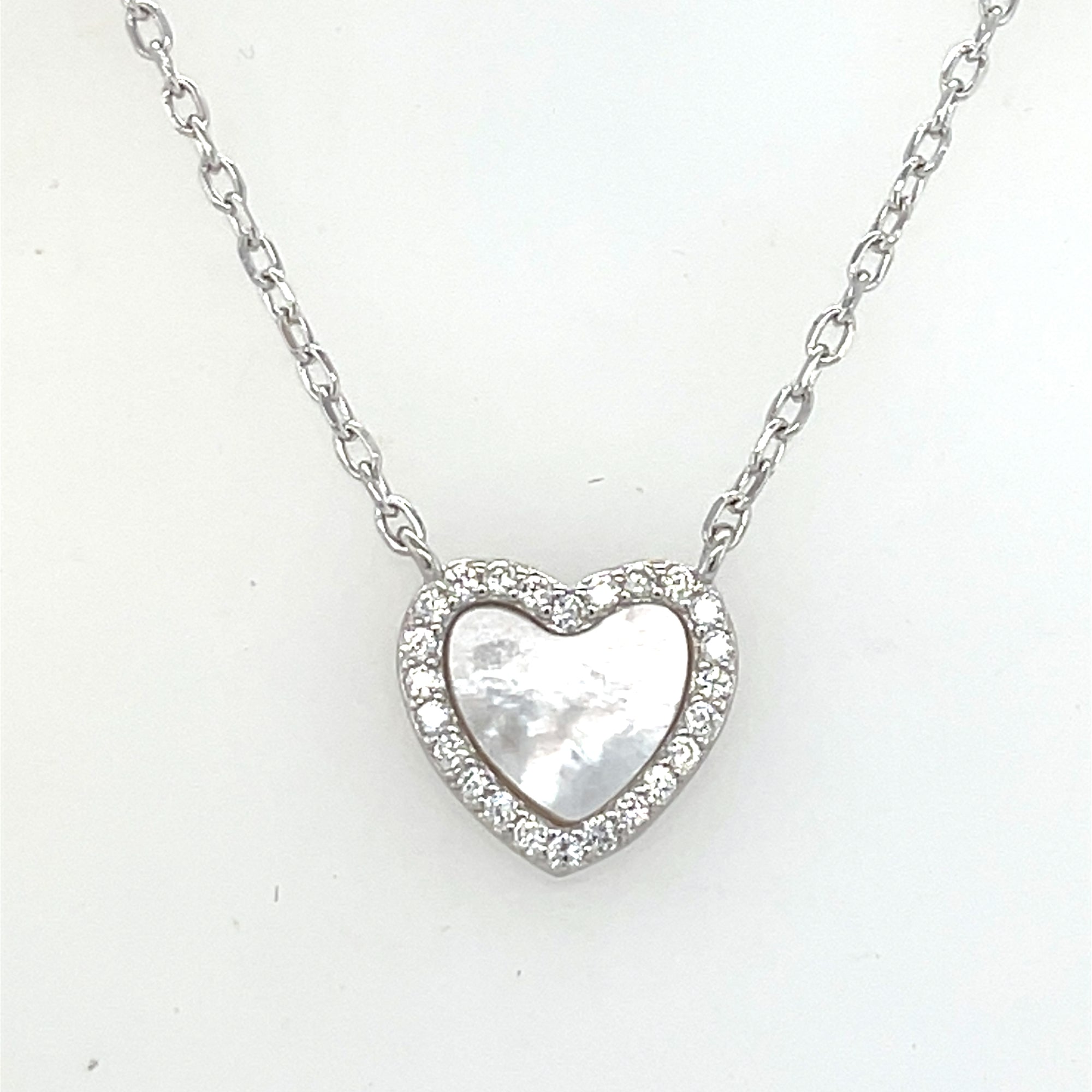 Sterling Silver Mother of Pearl Heart Pendant