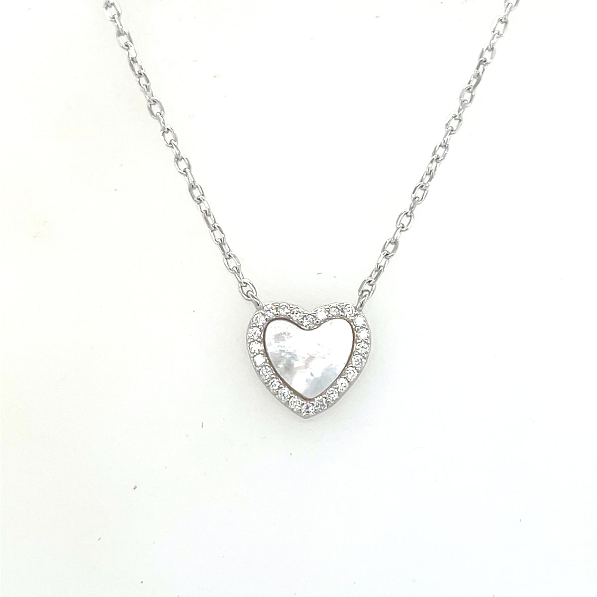Sterling Silver Mother of Pearl Heart Pendant
