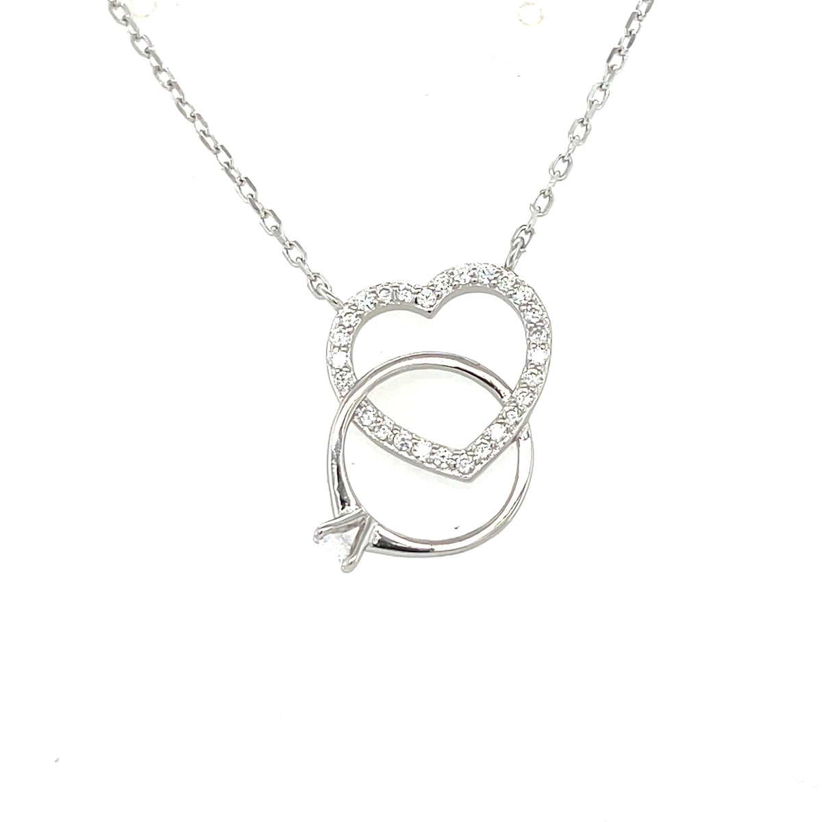 Sterling Silver Engagement &amp; Heart Pendant