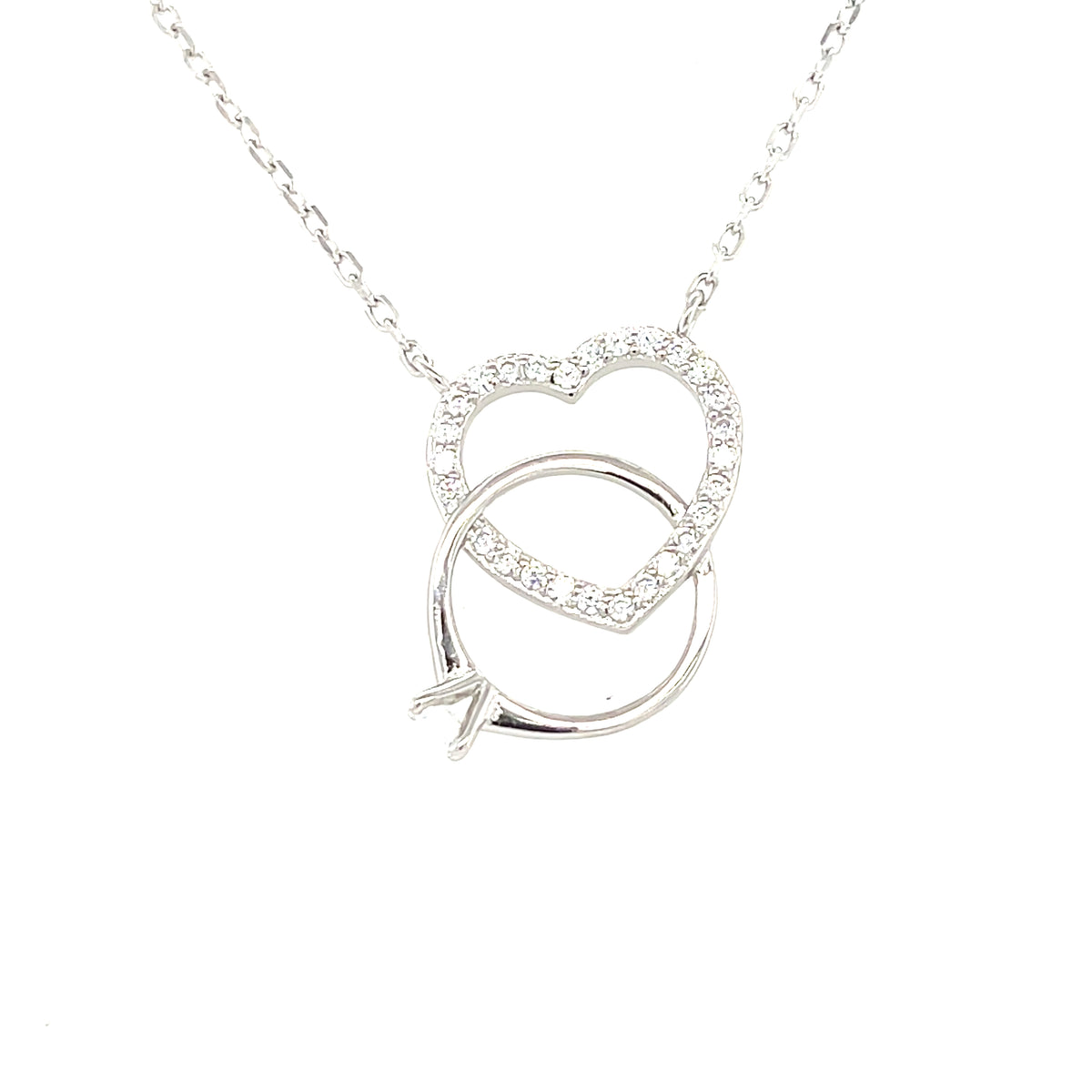 Sterling Silver Engagement &amp; Heart Pendant