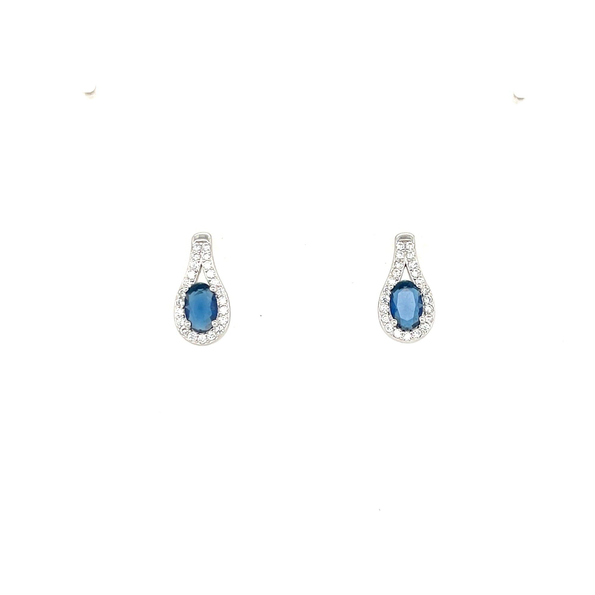 Sterling Silver Sapphire Coloured Small Drop Earrings