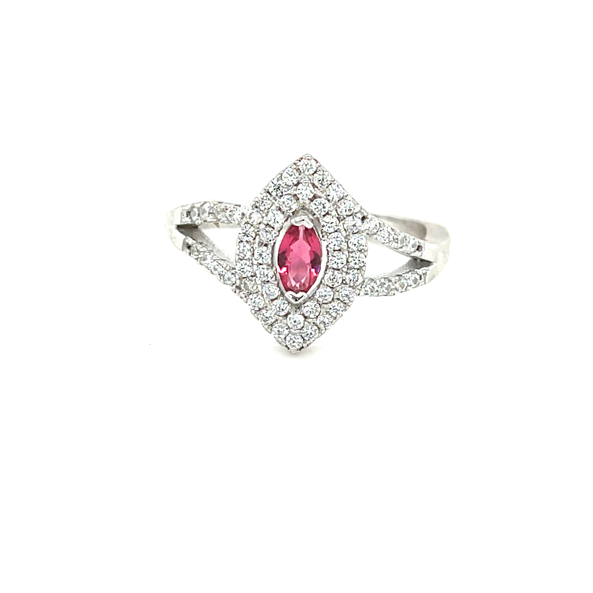 Sterling Silver Stoneset Ring with Red Stone
