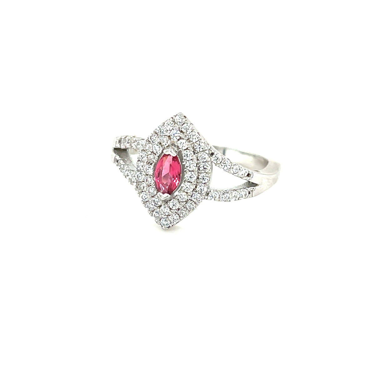 Sterling Silver Stoneset Ring with Red Stone