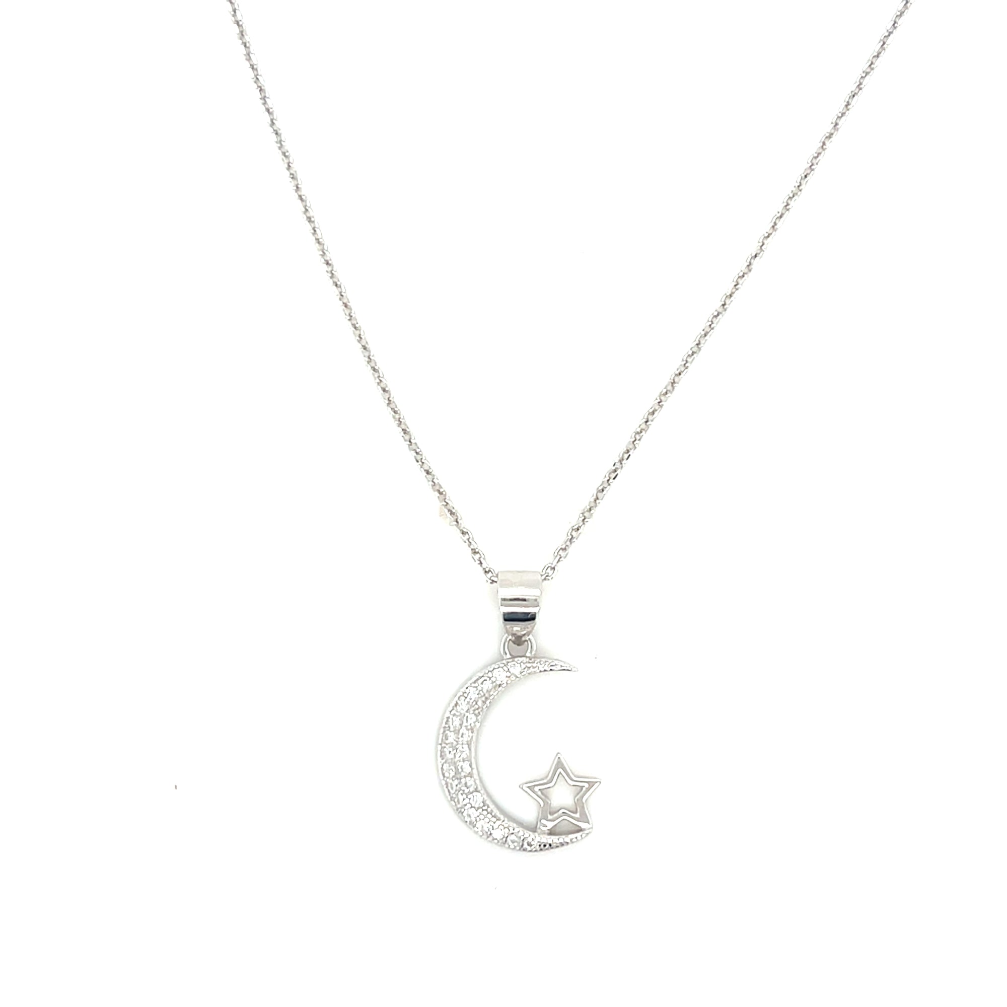 Sterling Silver Moon &amp; Star Pendant