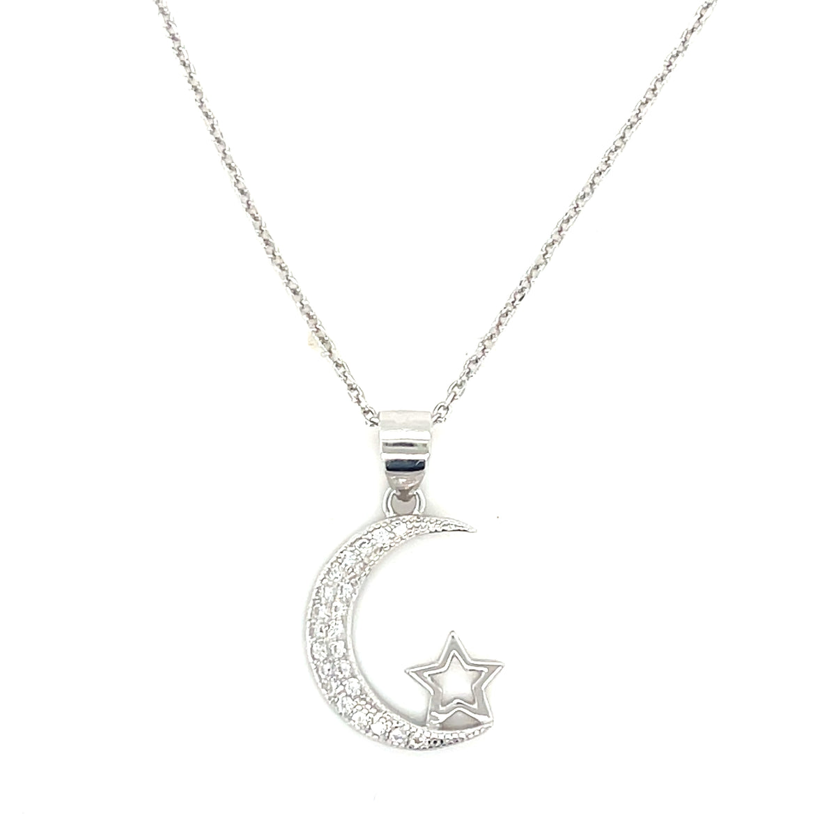 Sterling Silver Moon &amp; Star Pendant