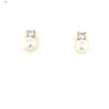 9kt Gold Stud Earrings with Pearl and Clear Stone