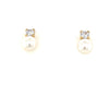 9kt Gold Stud Earrings with Pearl and Clear Stone