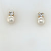 9kt Gold Stud Earrings with Pearl and Clear Stone