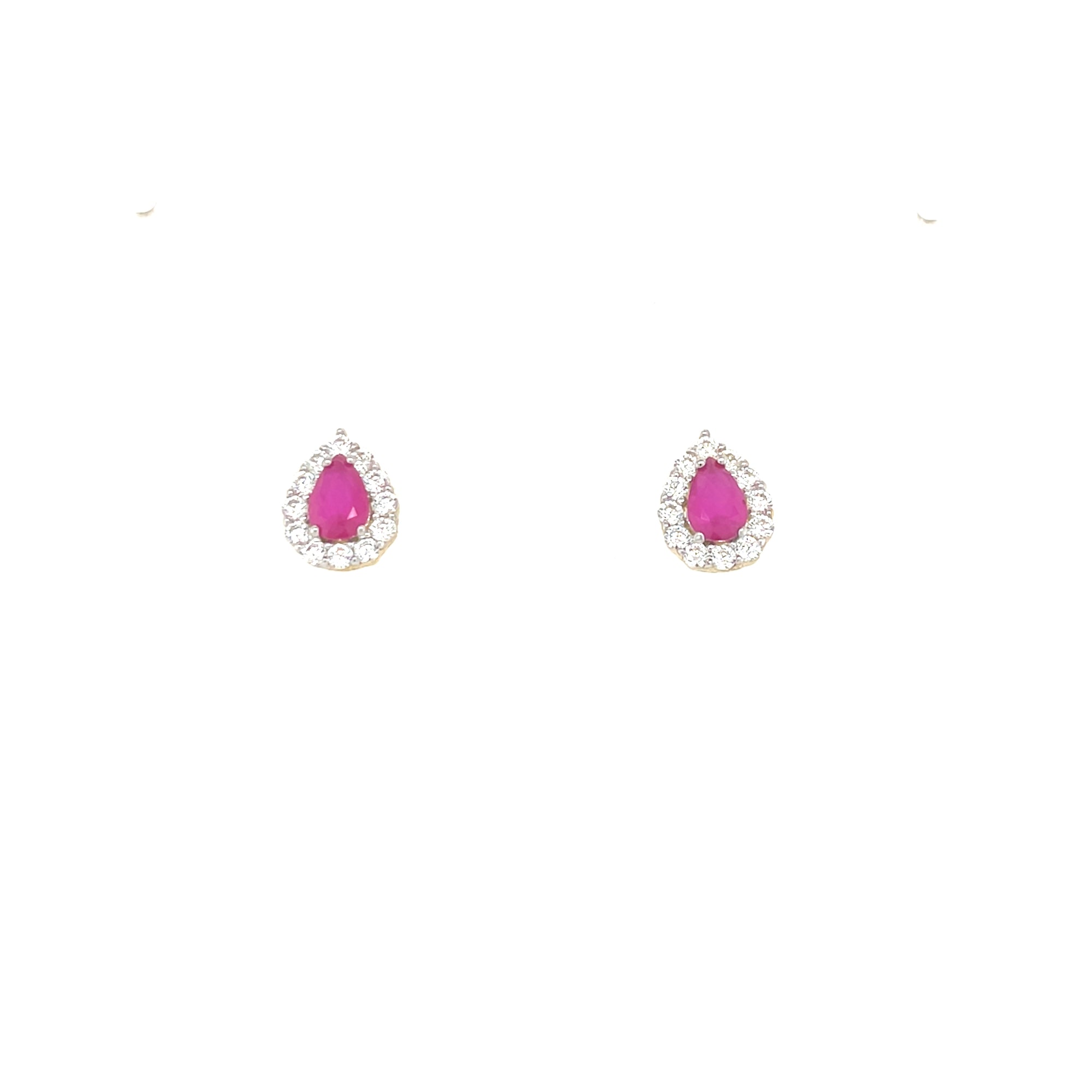 9kt Gold Pear Shaped Ruby Earrings