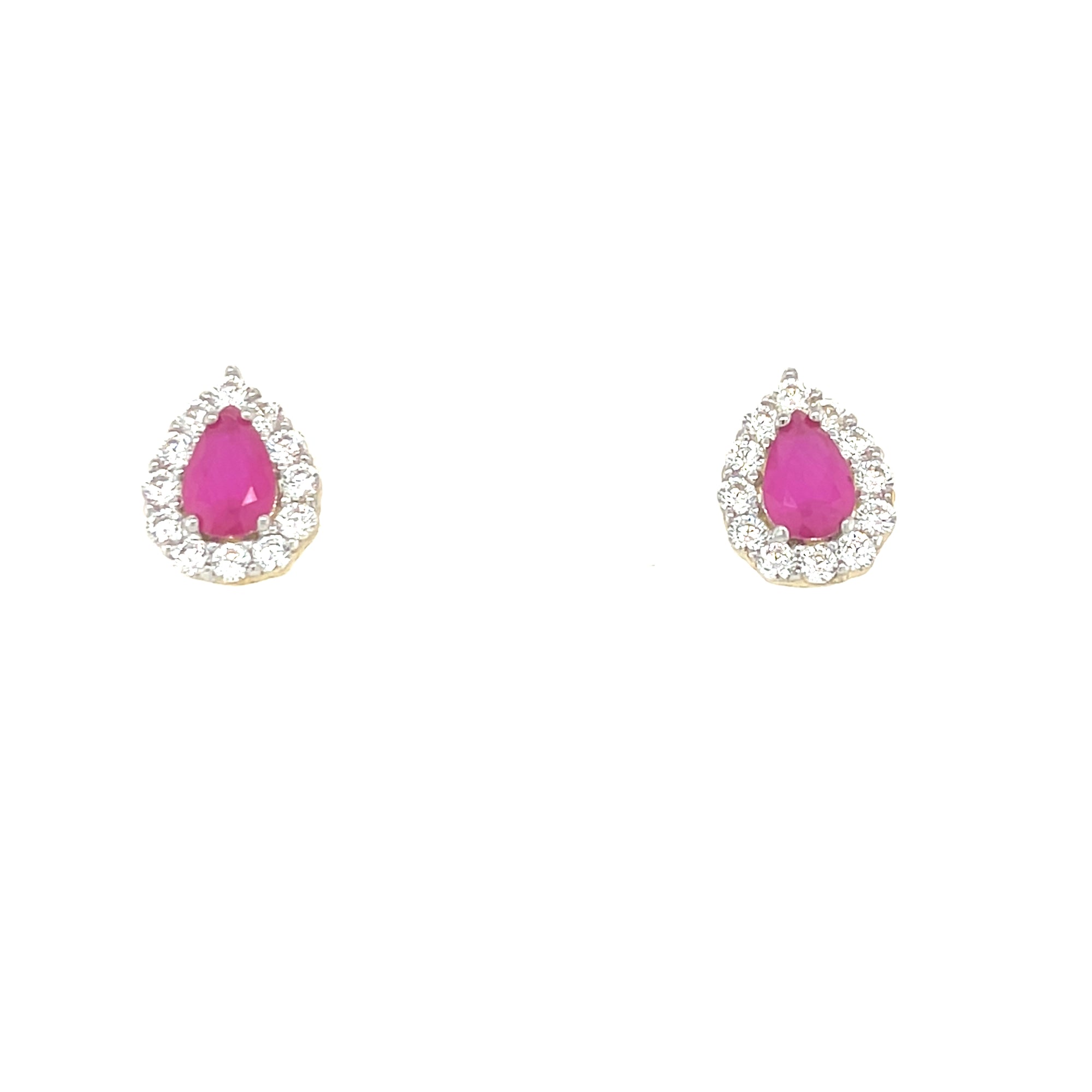 9kt Gold Pear Shaped Ruby Earrings