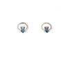 Silver Claddagh Earrings with Sapphire Colured Stone