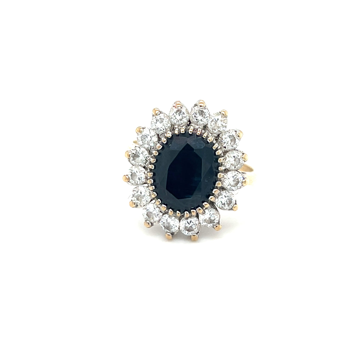 9kt Gold Sapphire Cluster Ring