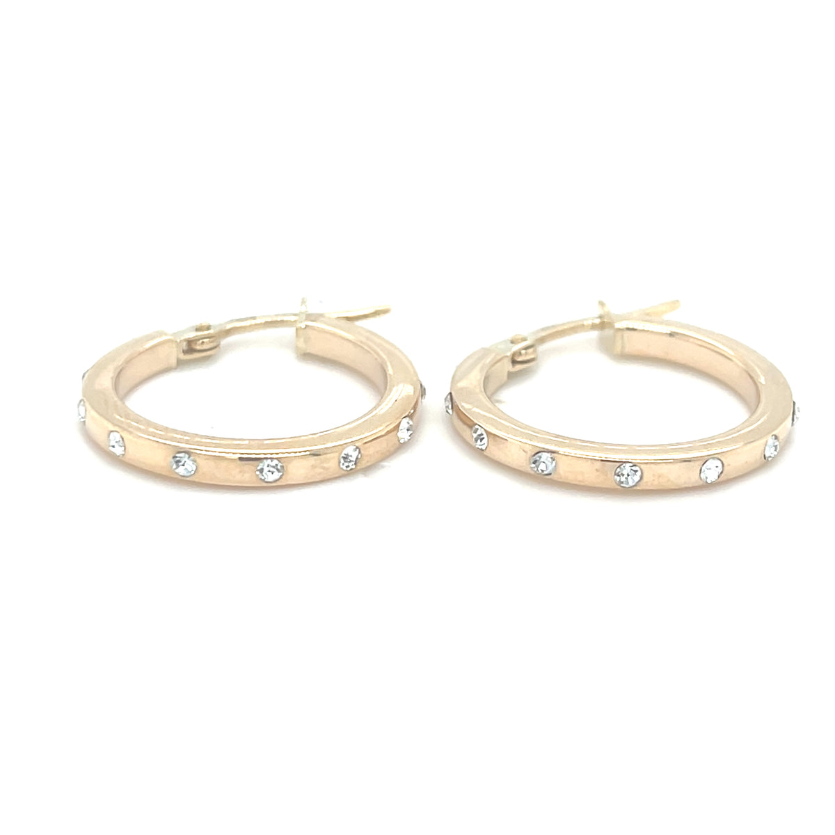 9kt Gold Stoneset Hoop Earrings