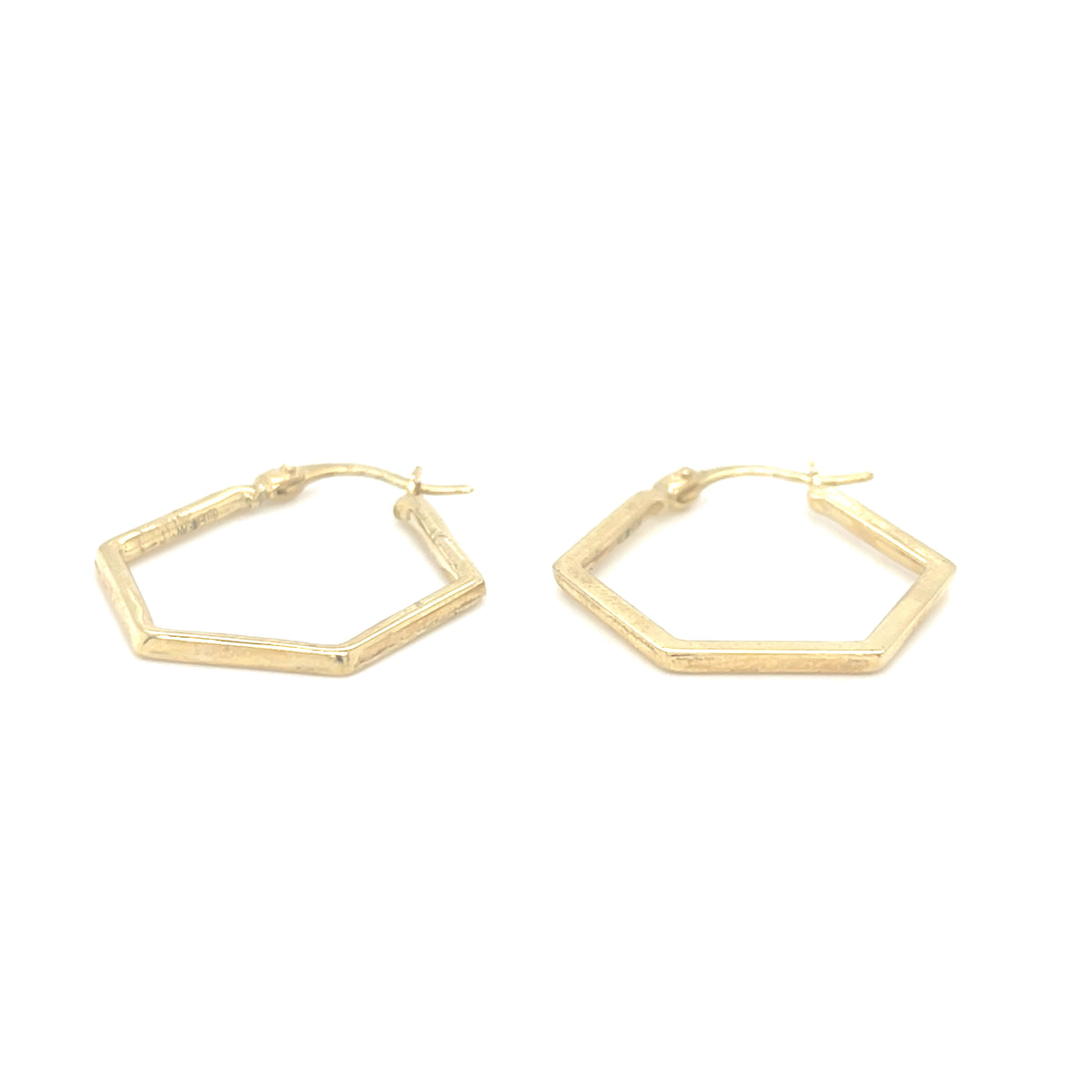 9kt Gold Hexagon Hoop Earrings