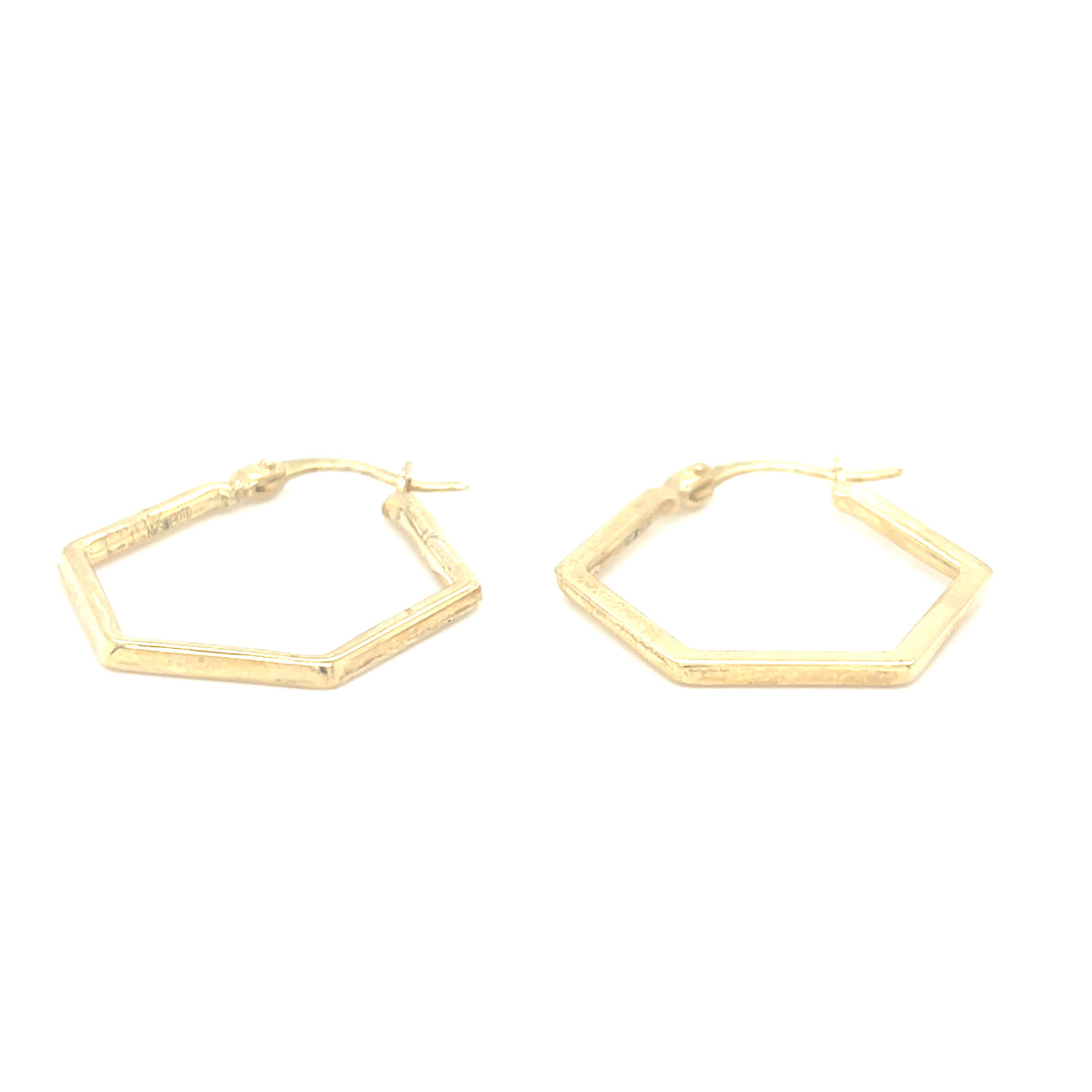 9kt Gold Hexagon Hoop Earrings