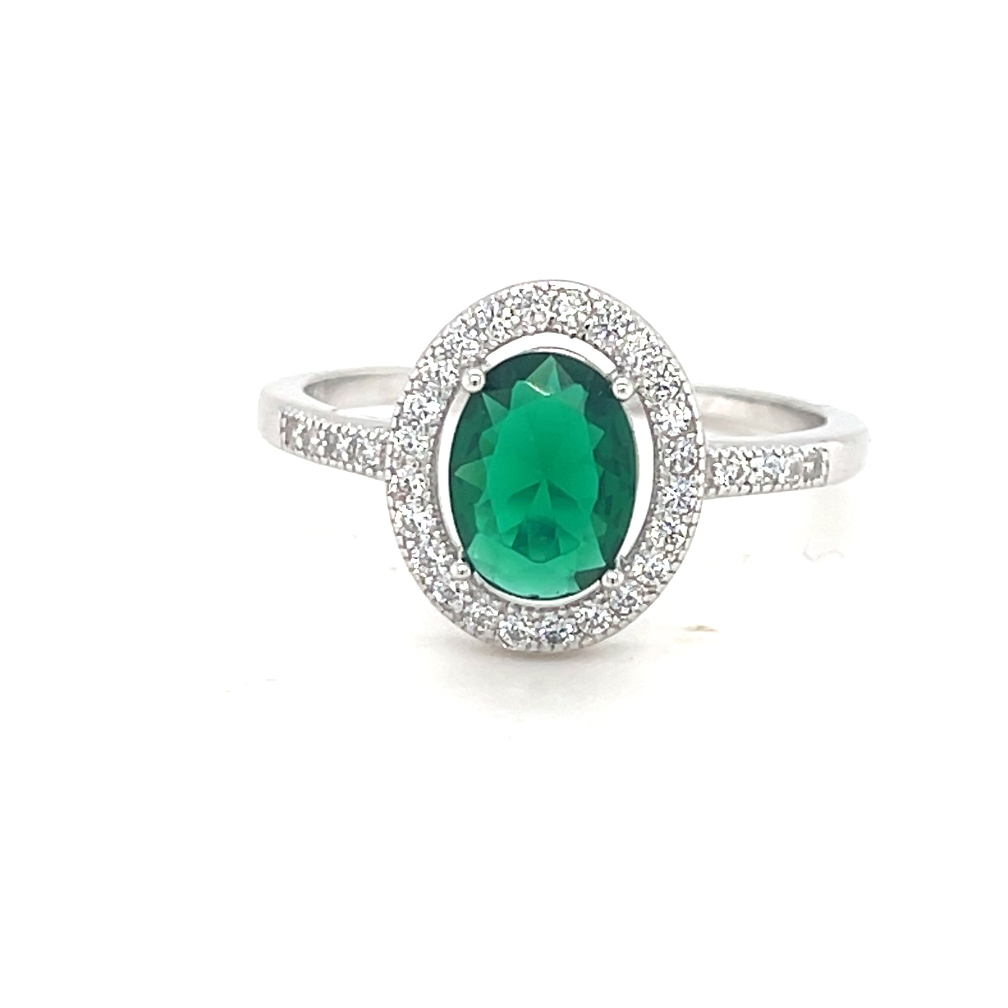 Sterling Silver Emerald Stoneset Ring