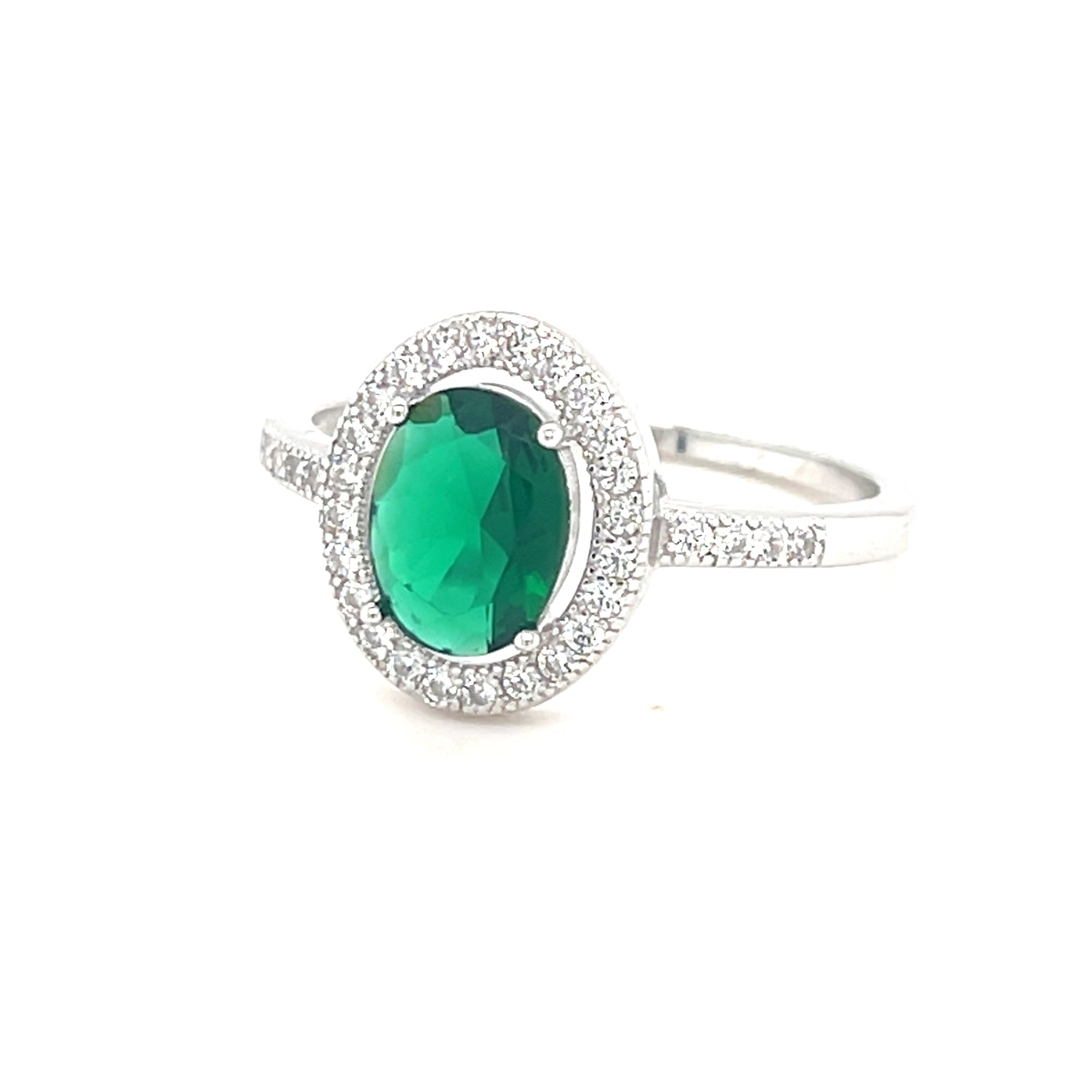 Sterling Silver Emerald Stoneset Ring